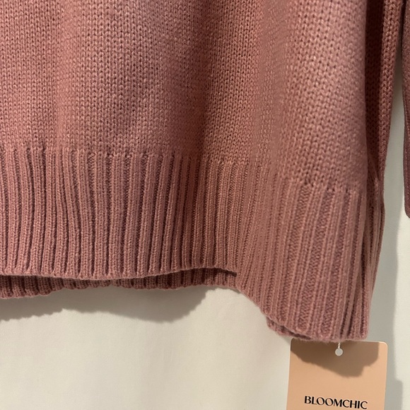 BloomChic Pink and Brown Heart Sweater - Picture 4 of 4